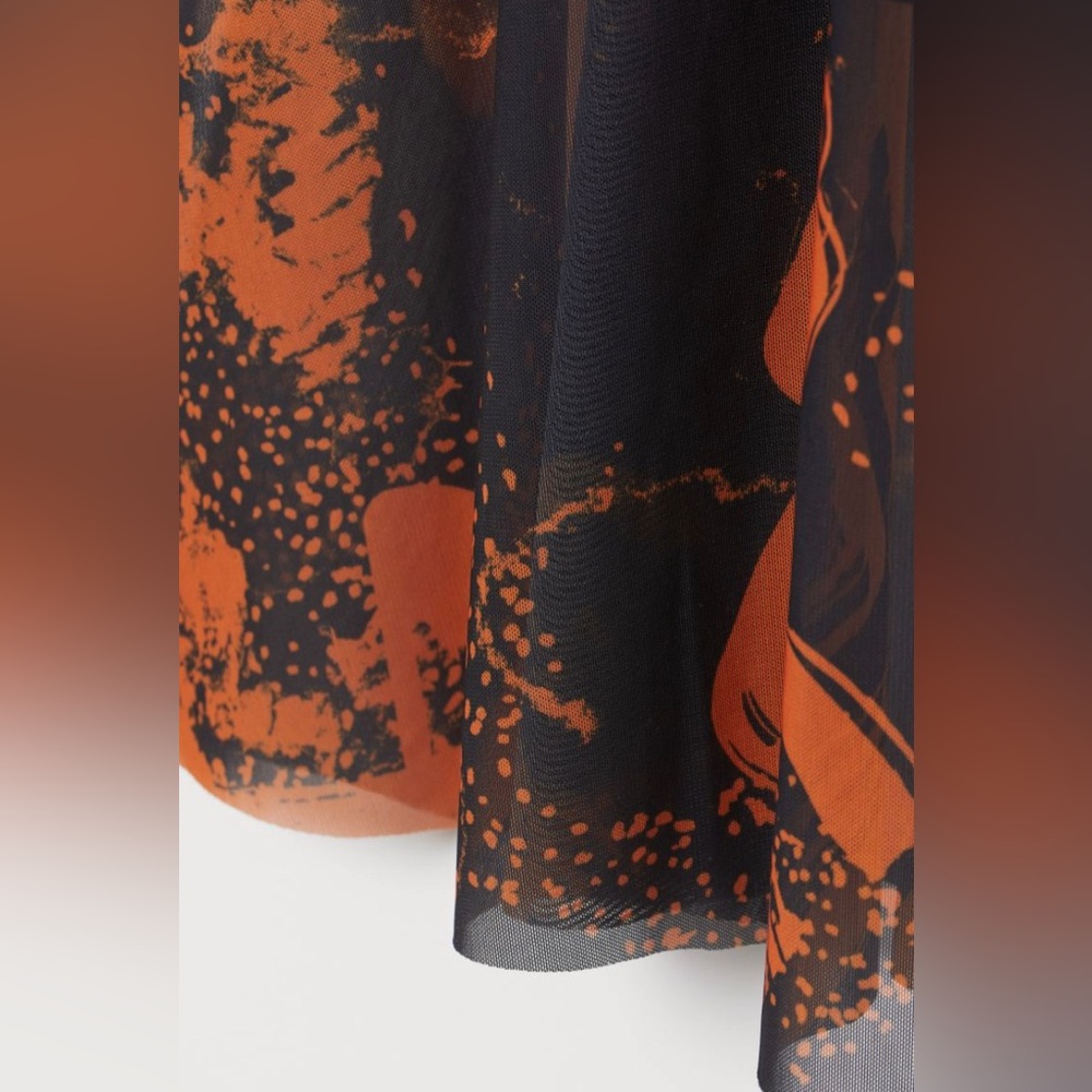 Navy and Orange Wrap Dress - Picture 3 of 3